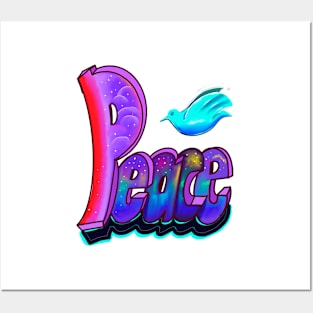 Peace word with dove Peace graffiti text Peace Posters and Art